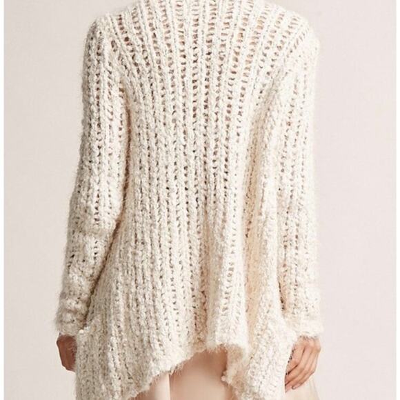 Woven Heart Women’s Medium Cream Tan Long Sleeve Open Front Cardigan Sweater - Picture 2 of 8